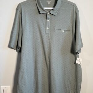 🌿 Saks Fifth Avenue Polo Shirt Men's XXL Chinois Green Textured Pocket NWT